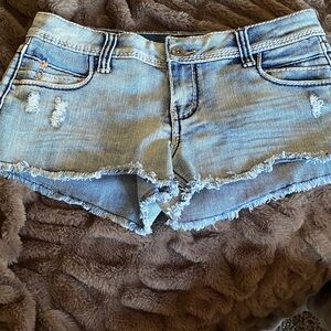 YMI Light Blue Distressed Jean Shorts